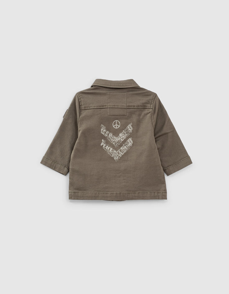 Saharienne kaki print dos coton bio bébé garçon -3
