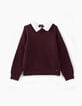 Jersey ciruela de tricot con cuello amovible niña-4