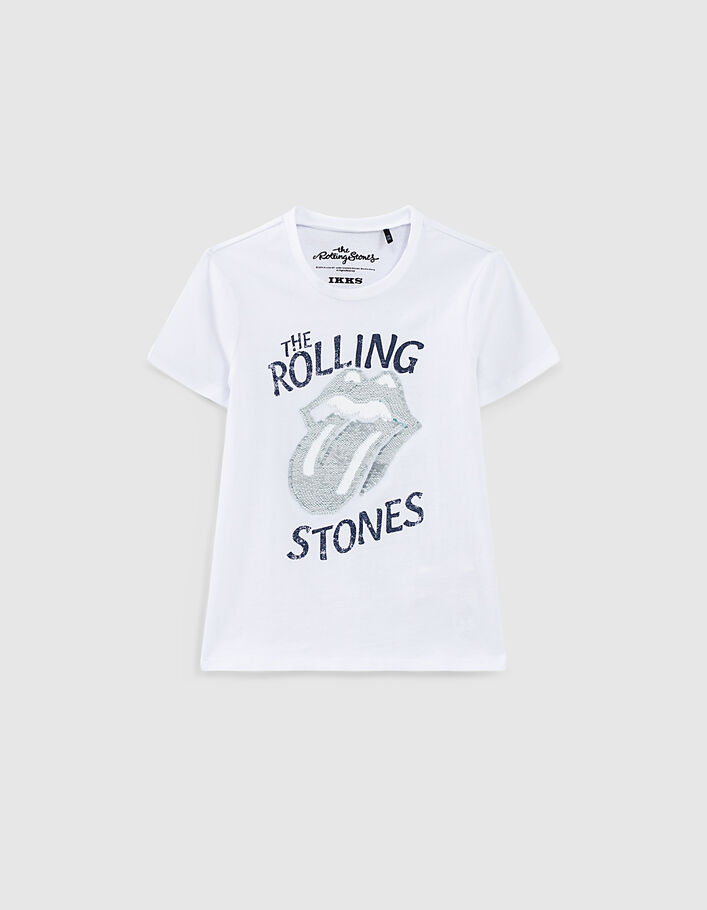 Boys’ white ROLLING STONES T-shirt with sequin tongue - IKKS