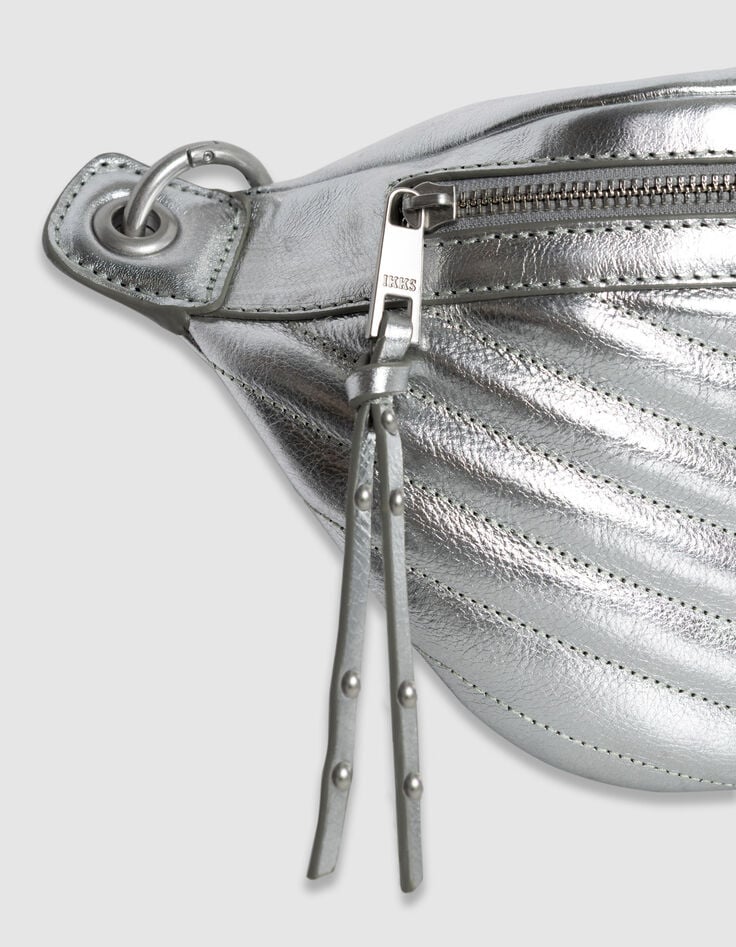 Women's 1440 silver quilted leather belt bag-5