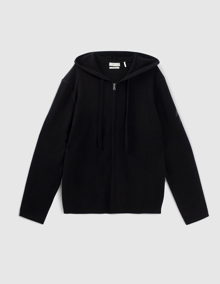 Cardigan noir zipp&eacute; &agrave; capuche 100% cachemire Homme-5