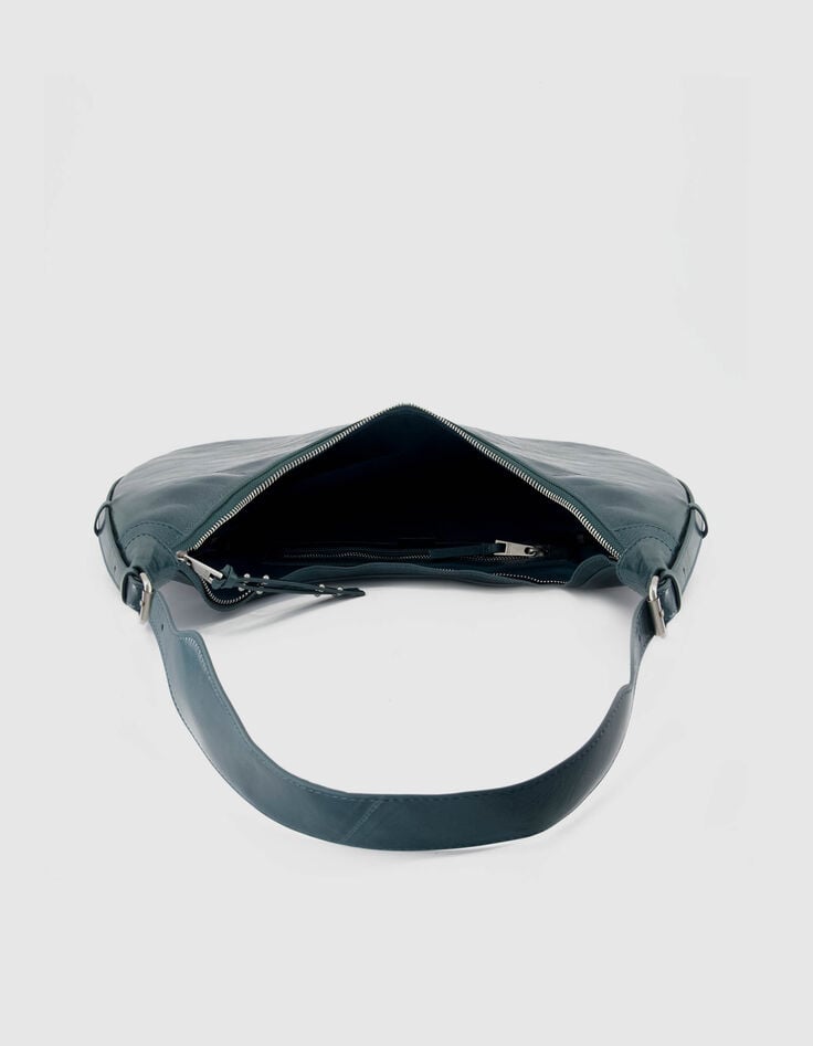 Allane Damen Halbmondtasche aus gr&uuml;nem Glac&eacute;leder-5