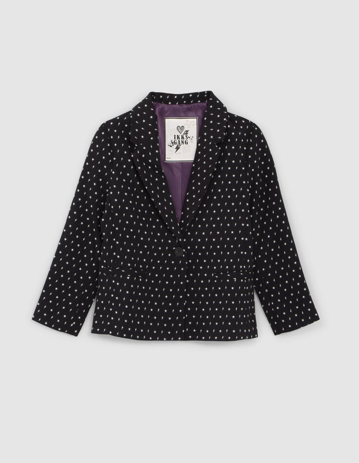Chaqueta negra estampado minimalista niña-1