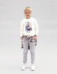Boys' t-shirt ecru organic cotton Paris roofs embossing boy-3