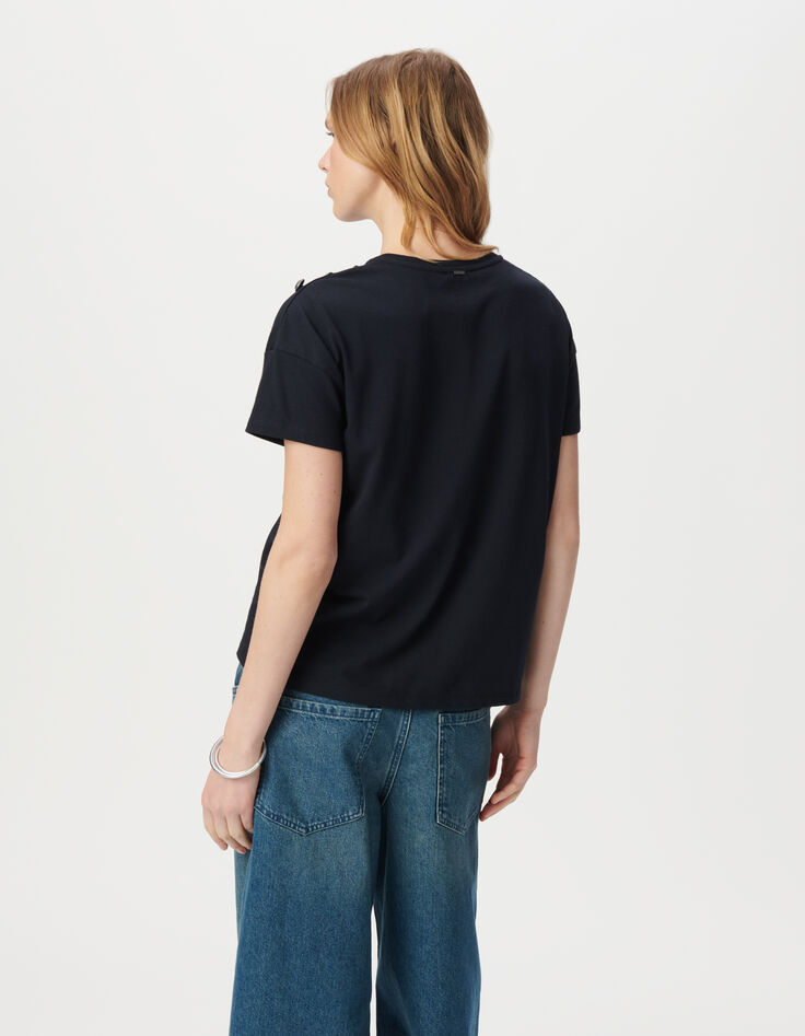 Marine T-shirt ronde hals militaire knopen-3