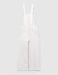 Girls' off-white upcycled denim dungarees-3