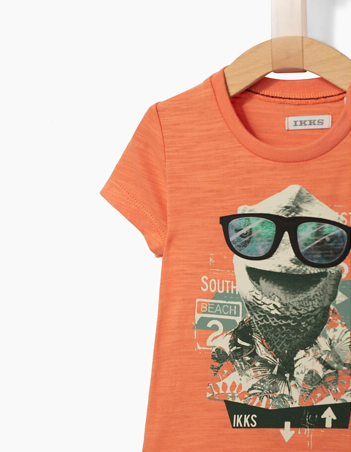 Rotbraunes T-Shirt mit Leguan für Babyjungen  - IKKS