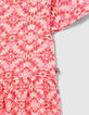 Robe longue rose imprimé ethnique fille-6