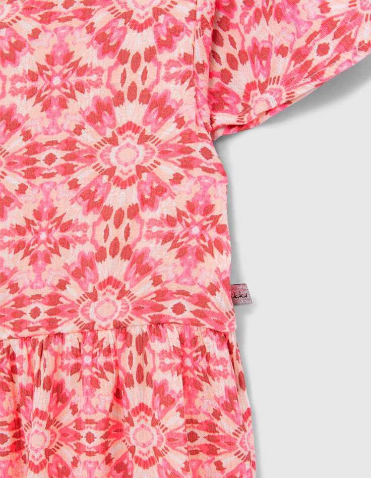 Robe longue rose imprimé ethnique fille-6