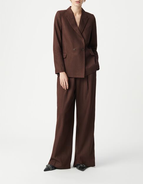 Veste de costume crois&eacute;e marron paillet&eacute; Femme - IKKS