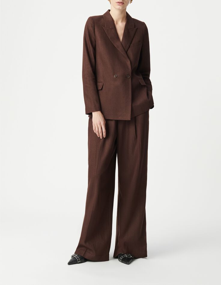 Bruin colbert met pailletten en dubbele rij knopen Dames-1