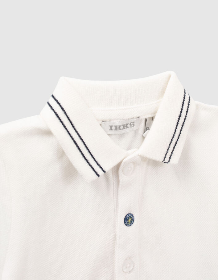 Weißes Poloshirt mit marineblauen Streifenfür Babyjungen - IKKS