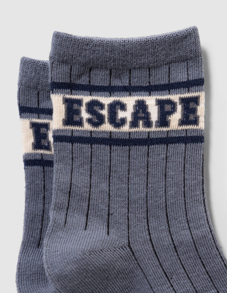 Boys’ khaki and grey blue socks-4