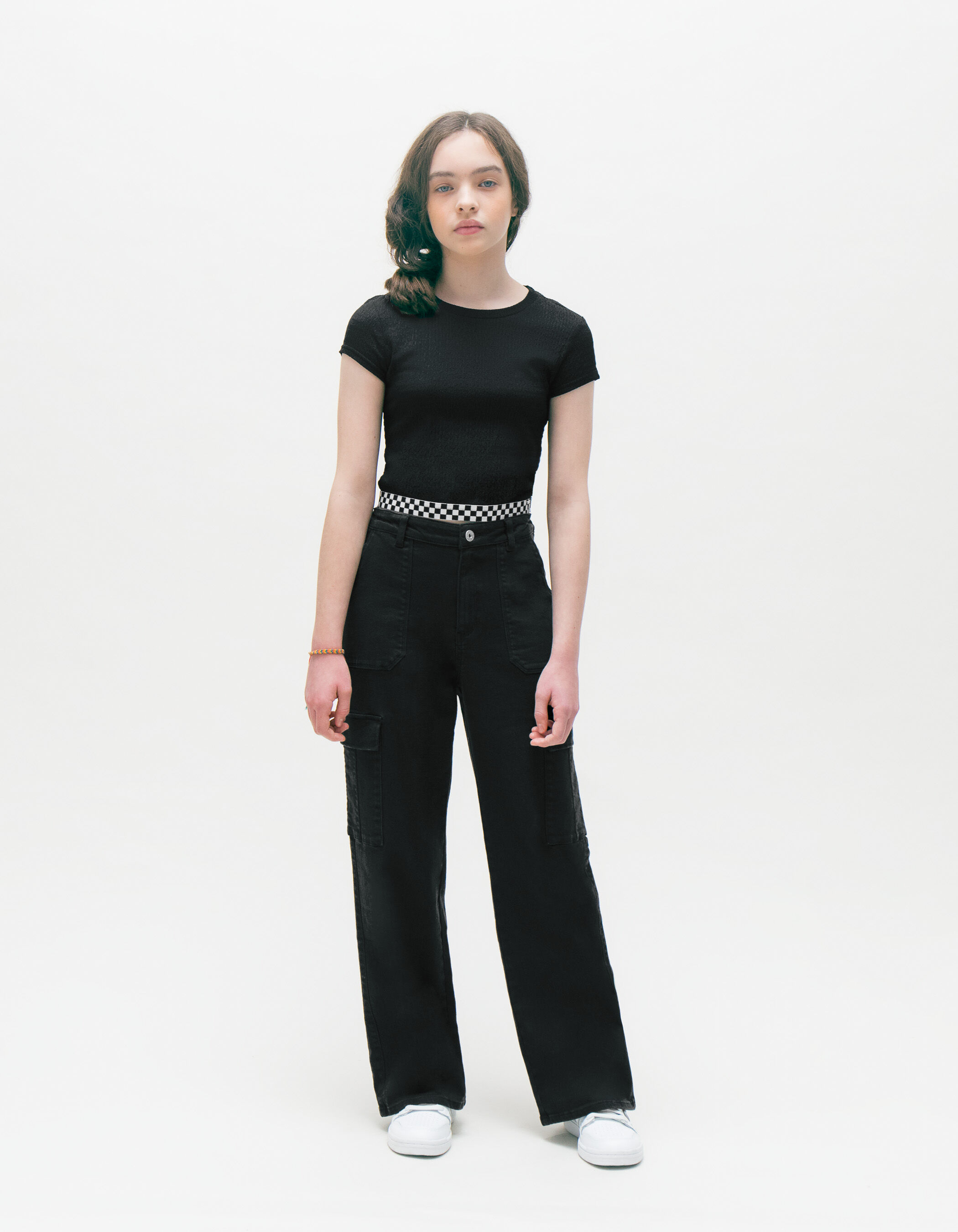 Pantalon BATTLE noir fille denim IKKS