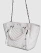 Sac cabas cuir LE 1440 MEDIUM BLANC matelassage chevrons femme-6