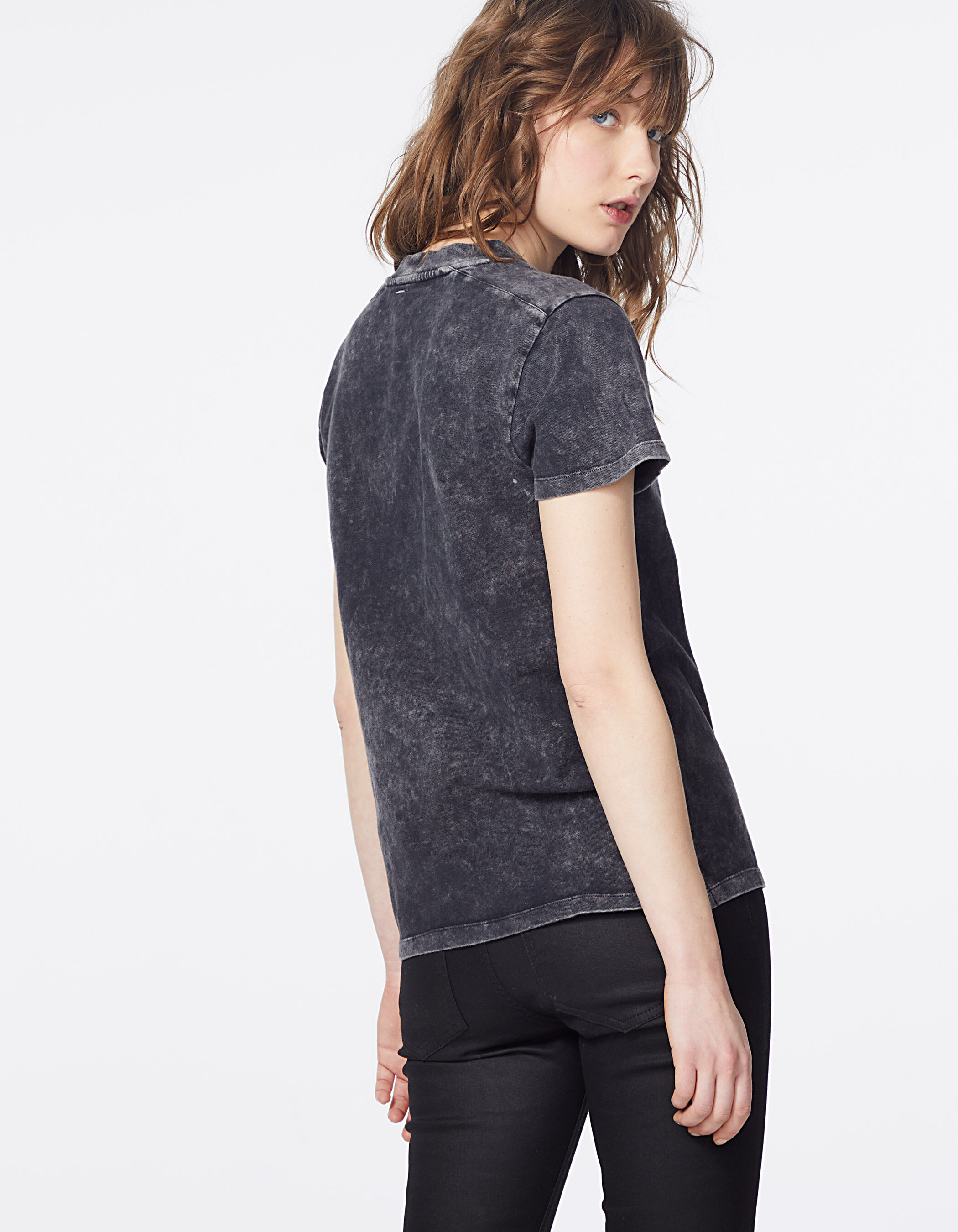 acid wash treatment thick cotton T-shirt