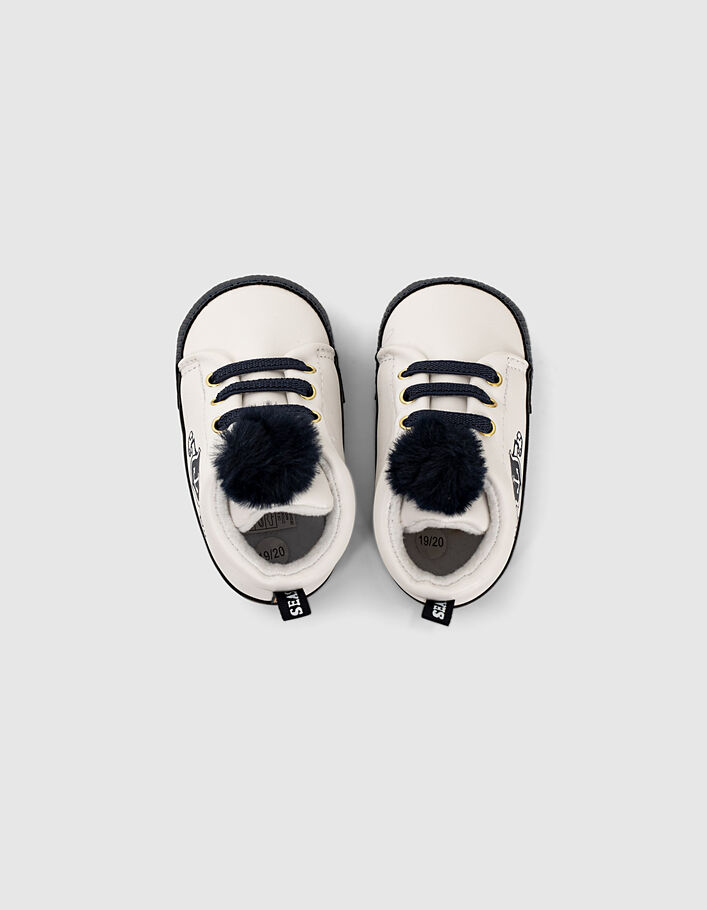 Gebroken witte sneakers met navy pompons babymeisjes  - IKKS