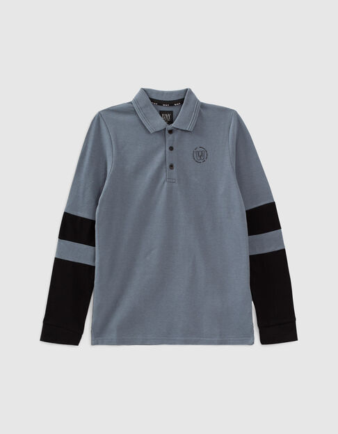 Boys’ storm mixed-fabric polo shirt with 2-tone sleeves - IKKS
