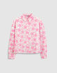 Chemise manches longues broderies roses Femme-6