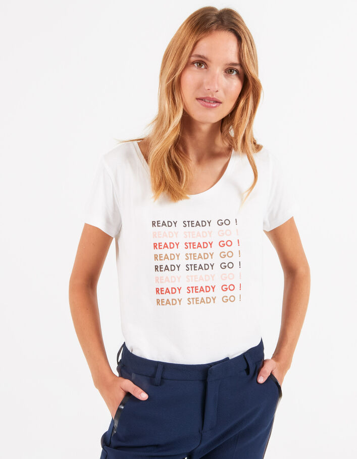 Gebroken wit T-shirt bio gekleurde tekst I.Code  - I.CODE