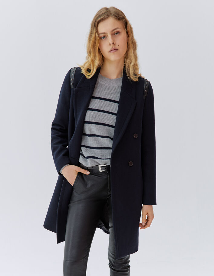 manteau bleu marine ikks femme