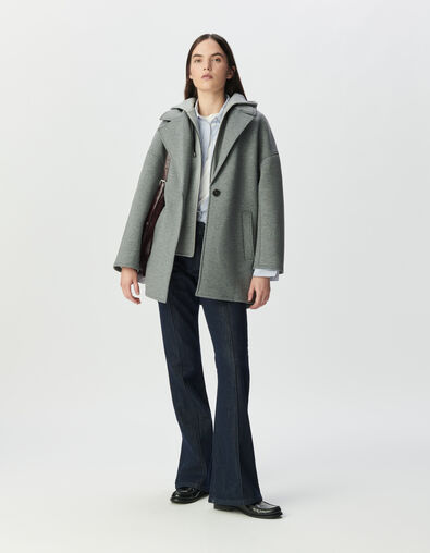 Women’s grey coat with detachable hood - IKKS