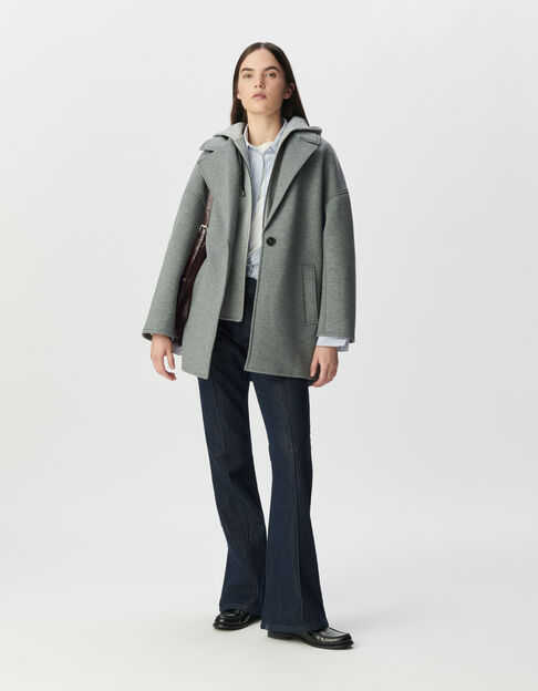 Women’s grey coat with detachable hood - IKKS