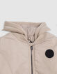 Chaqueta beige de dos capas con capucha para niño-2