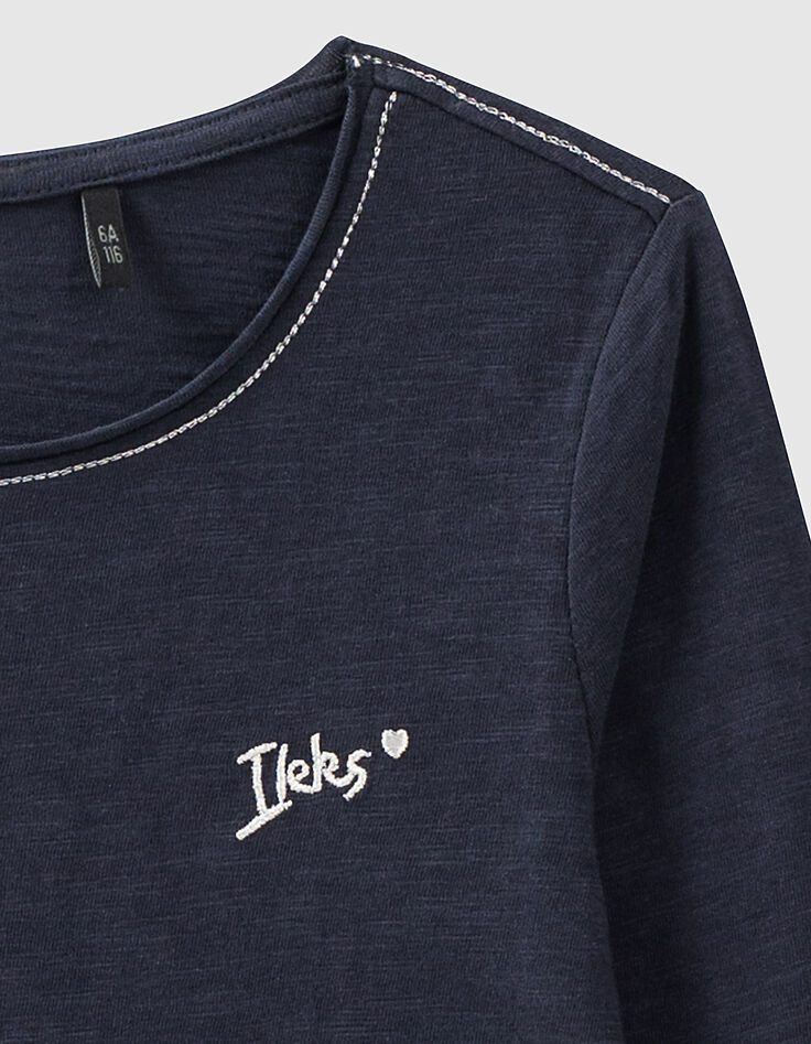 Camiseta navy Essentiels bordado IKKS ni&ntilde;a-3