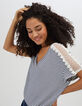 Tee shirt marinière à dentelle I.Code-1