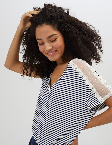 Tee shirt marinière à dentelle I.Code