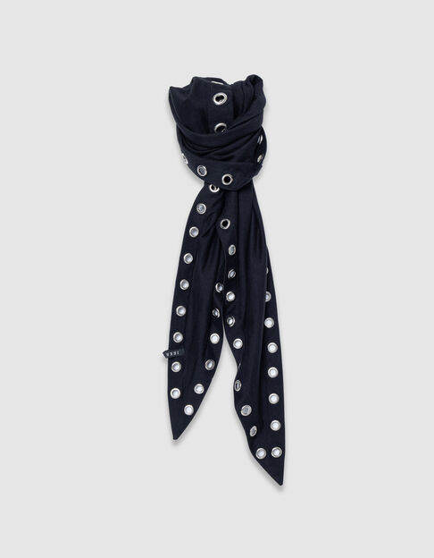 Foulard en pointe noir maille d&eacute;cor oeillets Femme - IKKS