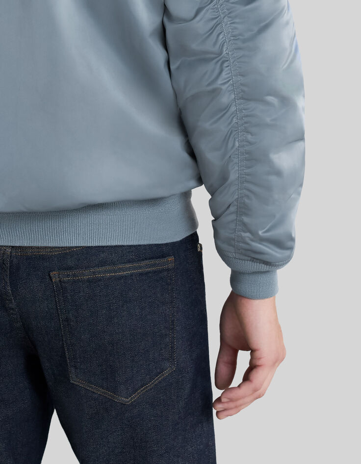 Bomber light blue en nylon satiné Homme-7