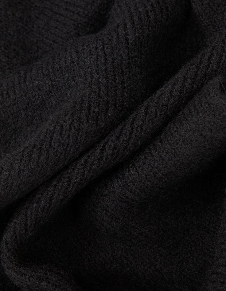 Echarpe noire tricot d&eacute;cor chevron brod&eacute; Femme-4