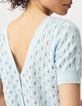 Cardigan bleu tricot fin r&eacute;versible devant dos-5