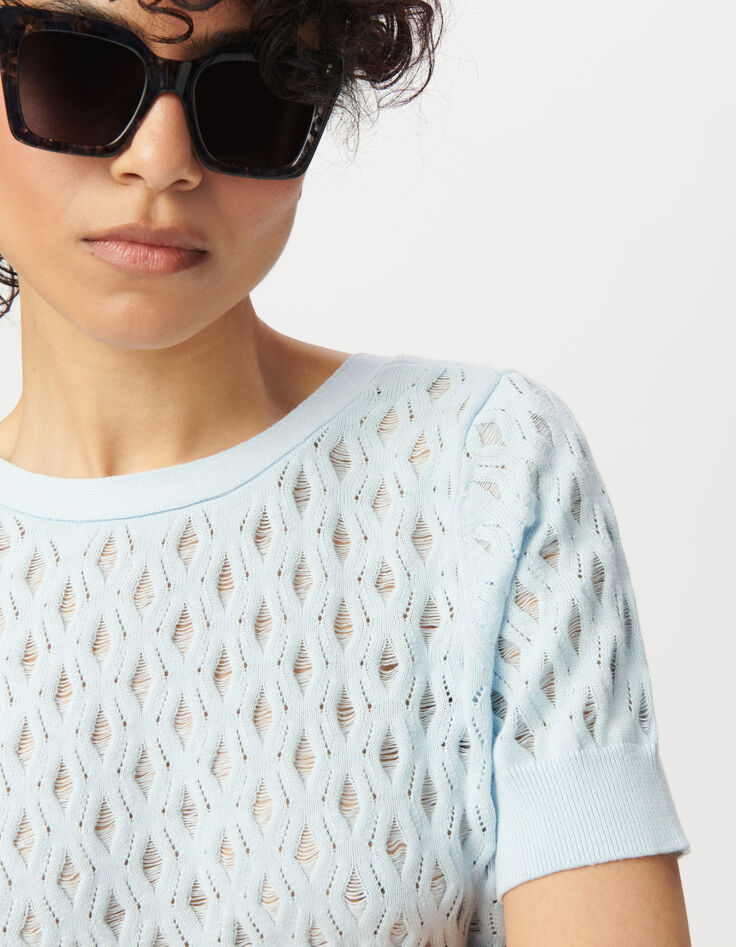 Blue fine knit back/front reversible cardigan-5