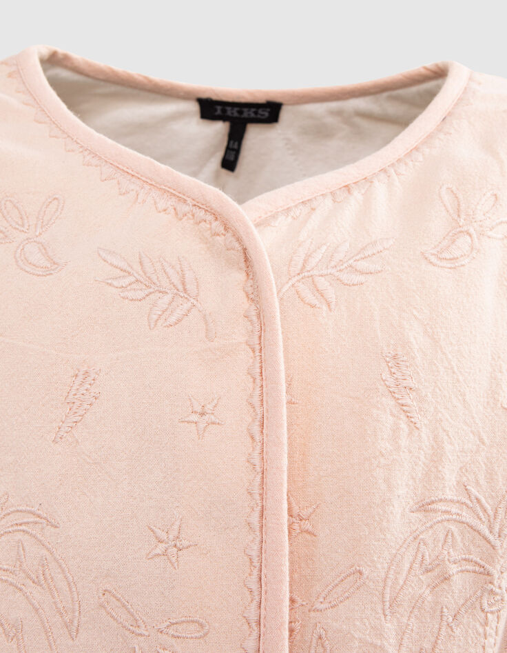 Girls’ powder pink jacket with Boho embroidery-2