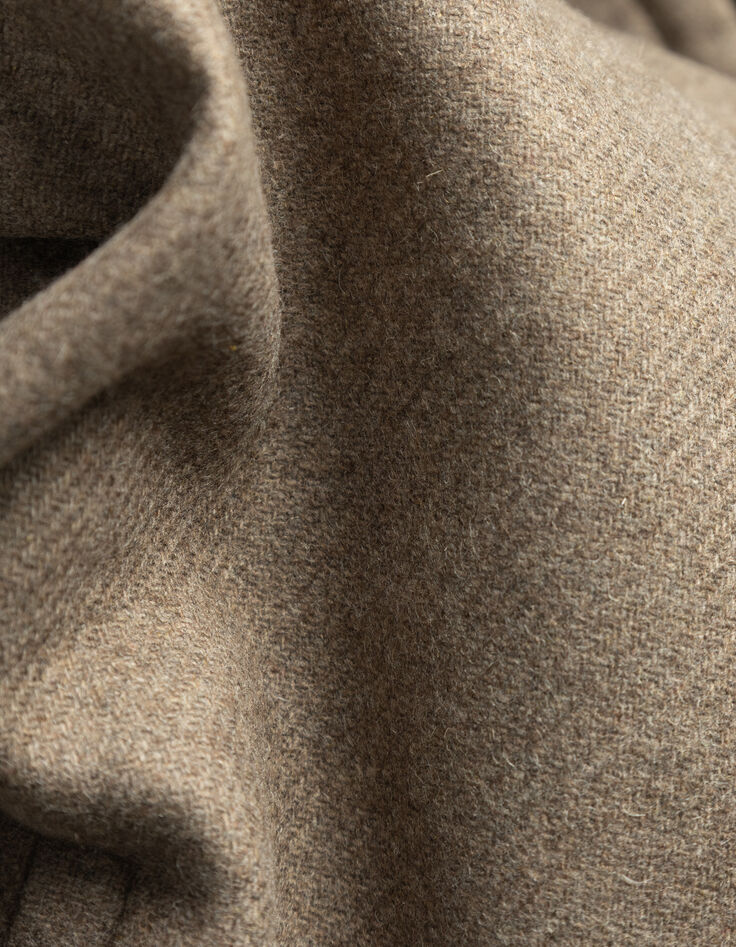 Manteau long beige lainage esprit caban ceintur&eacute; Femme-9