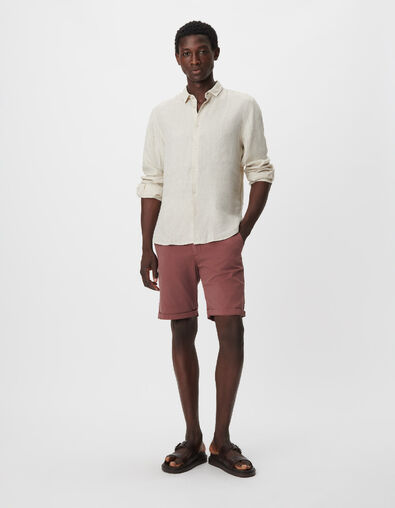 Camisa SLIM beige lino hombre - IKKS