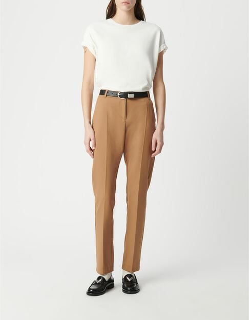 Mujer pantalón recto camel metalizado - IKKS