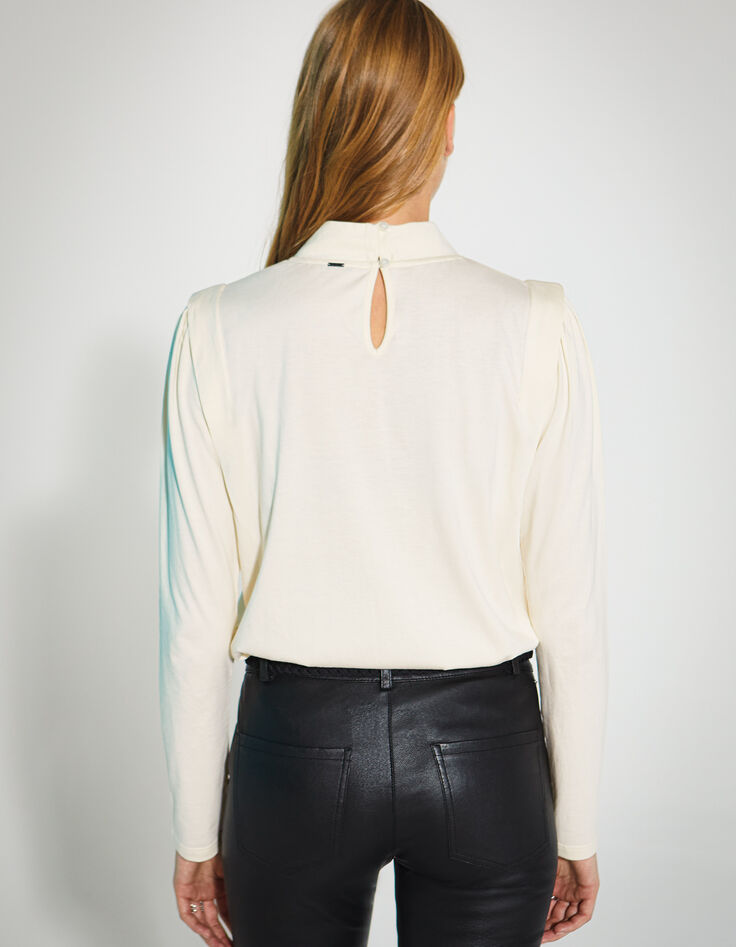 Women’s white studded long sleeve high-neck T-shirt-2