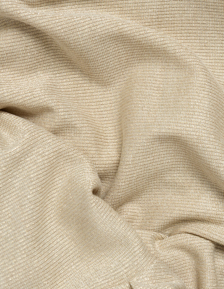 Tee-shirt col rond dor&eacute; paillet&eacute; manches fronc&eacute;es Femme-8