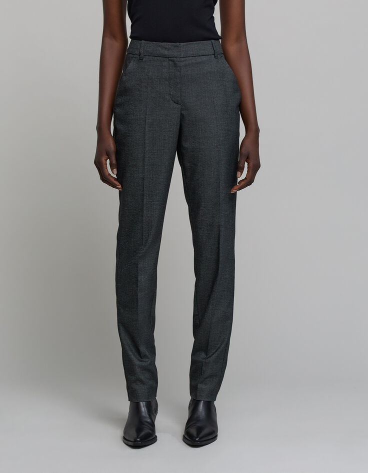 Pantalón recto de mujer con estampado de caviar-3 Pantalón recto de mujer con estampado de caviar-3