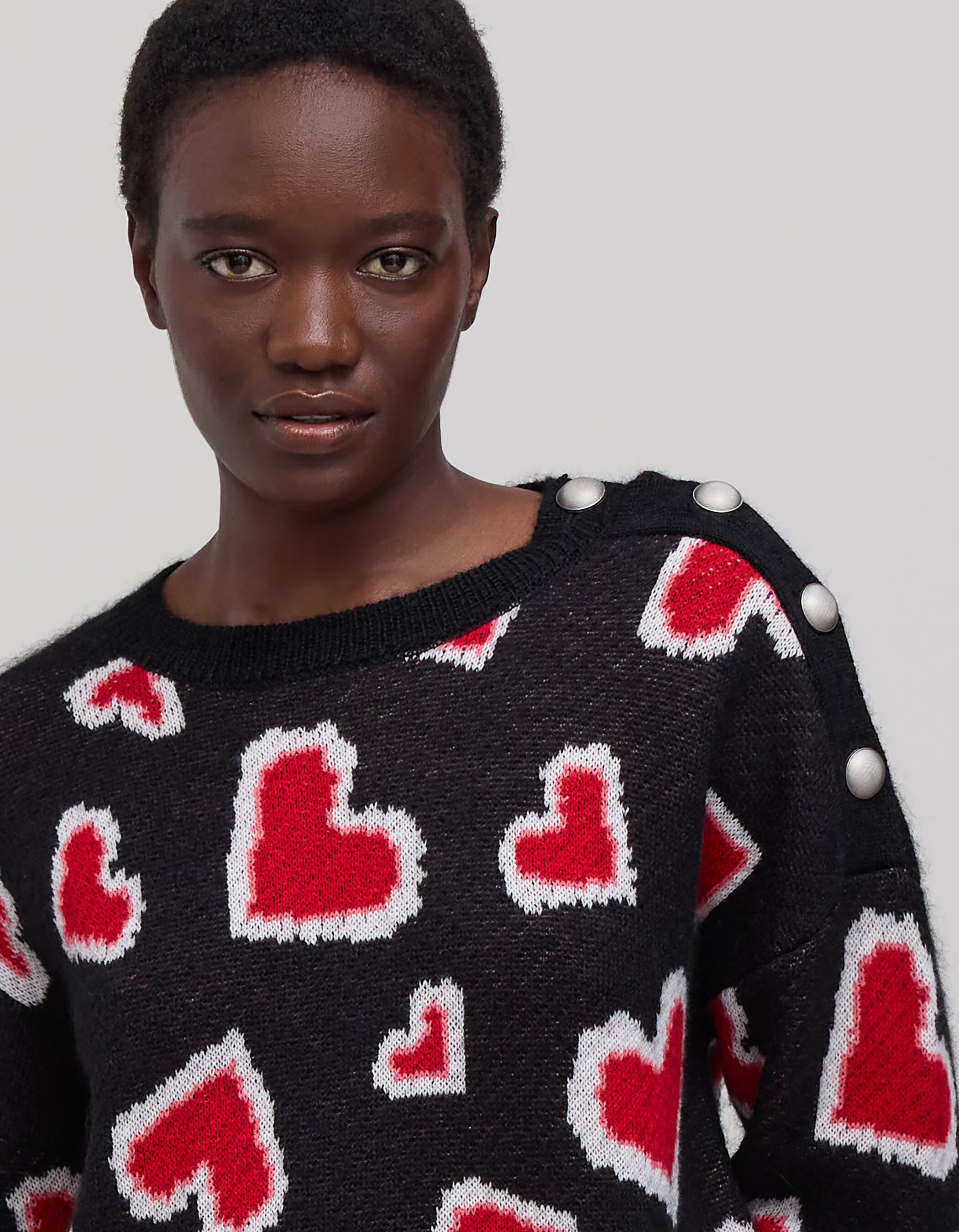 Women s black heart jacquard sweater IKKS