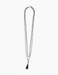 Collier sautoir double rangs perles pompon femme -1