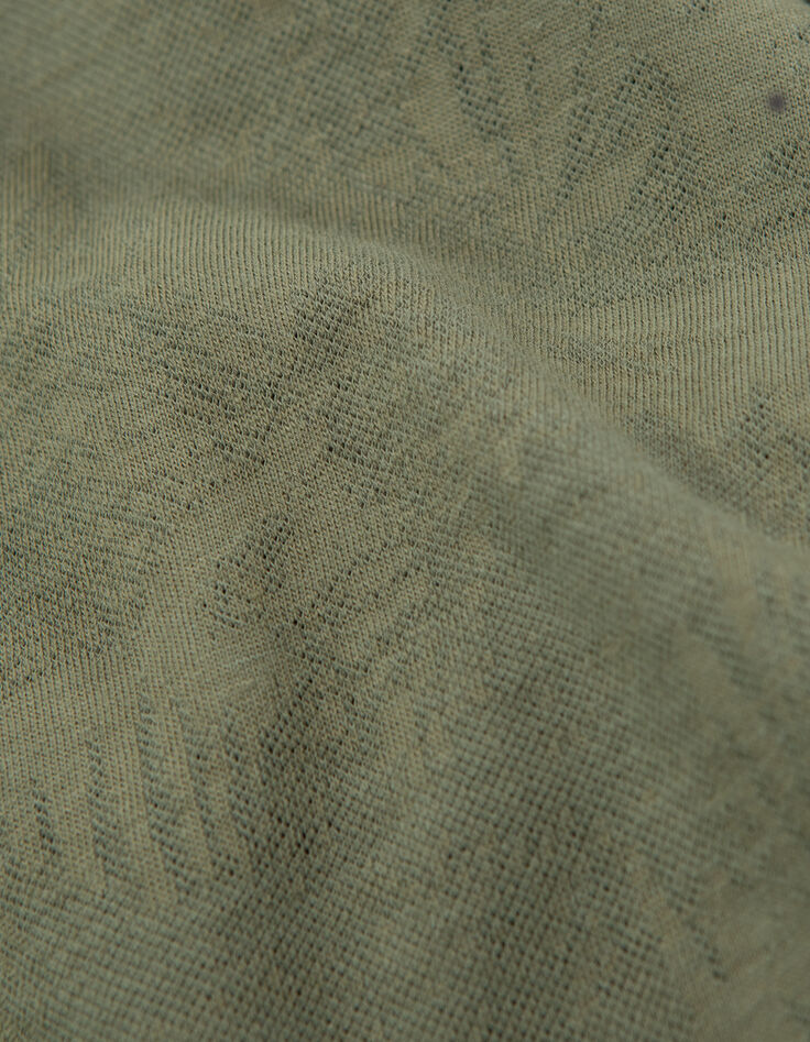 Army Green Herren-T-Shirt mit Palmenjacquard-6