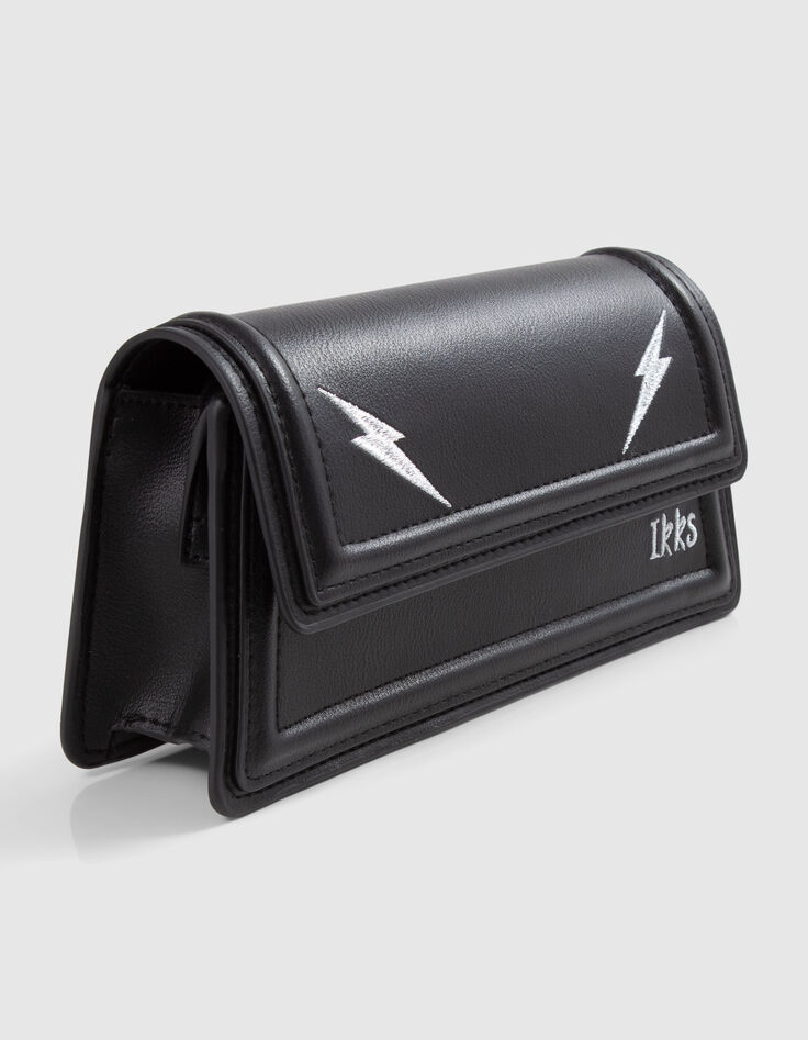 Sac à main noir broderies éclairs fille-4