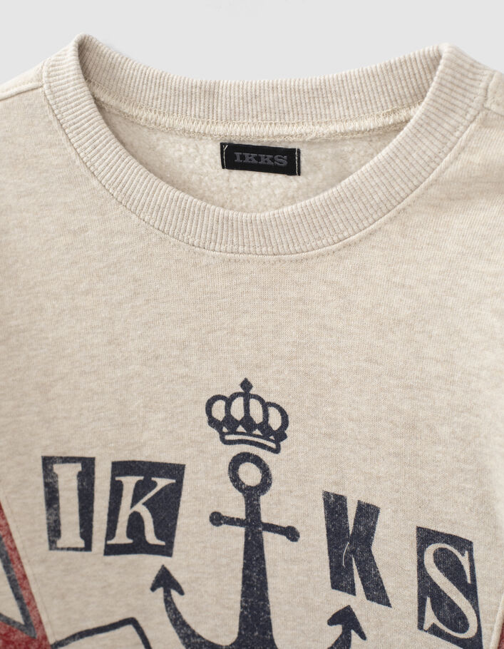 Boys’ ecru XL anchor and lettering image sweatshirt - IKKS