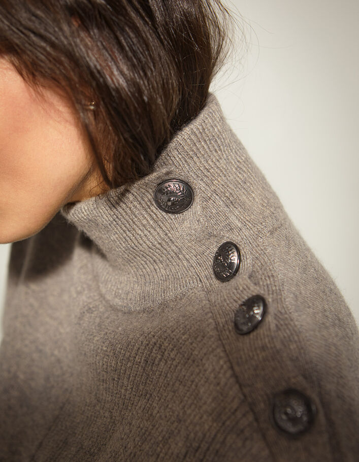 Women’s sand wool sweater with buttons on shoulders - IKKS