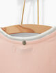 Camiseta cropped rosa pastel borde acanalado niña-6